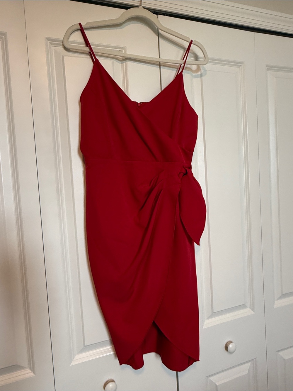 BCBGeneration Red Sleeveless Wrap Midi Dress